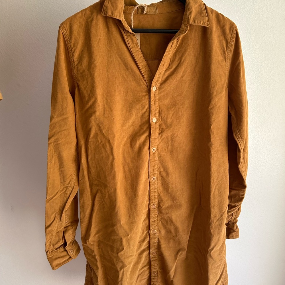 CP shades Rust color button-up micro courderoy long shirt/dress